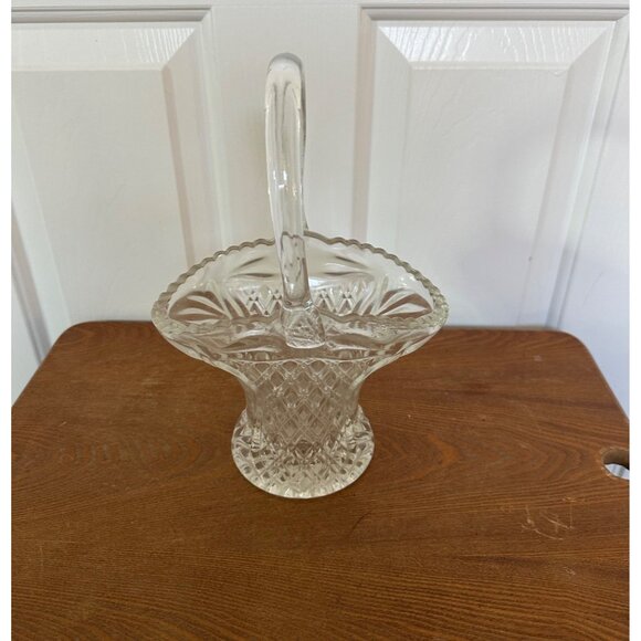 Princess House Other - Princess House Vintage Clear Cut Heavy Glass Decorative Basket Vase 10 inch Tall